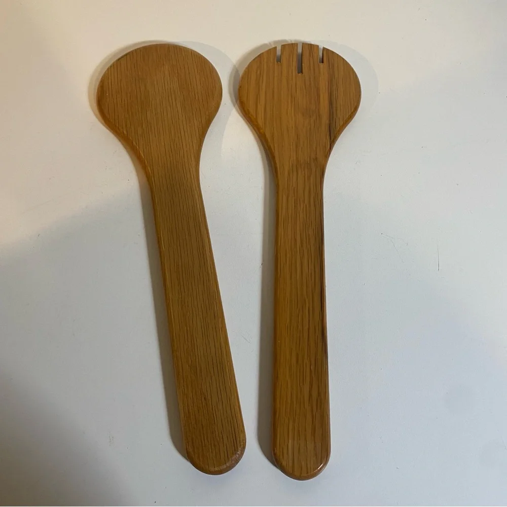 Set Of 2 Wooden Salad Servers Length 12”
